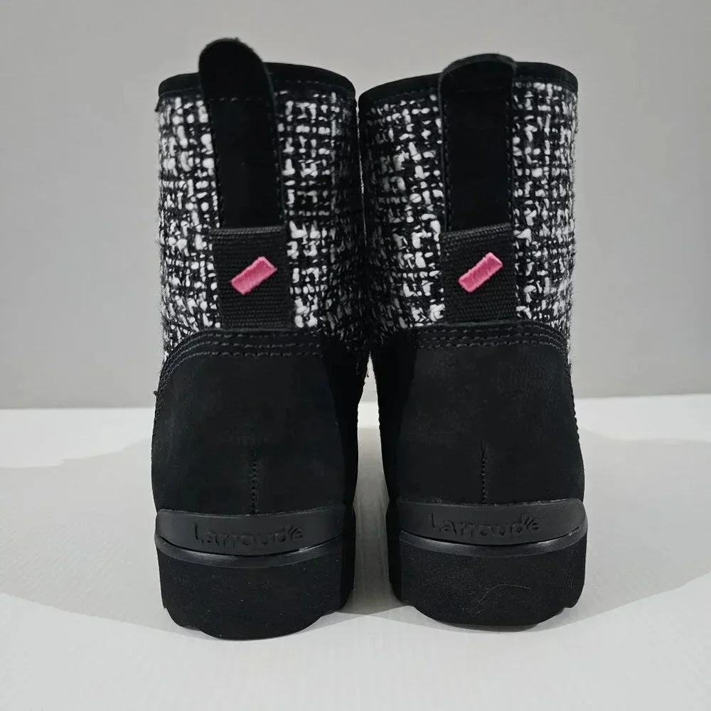 Larroude Black and White Tweed Lace-Up Ankle Booties - Picture 6 of 12